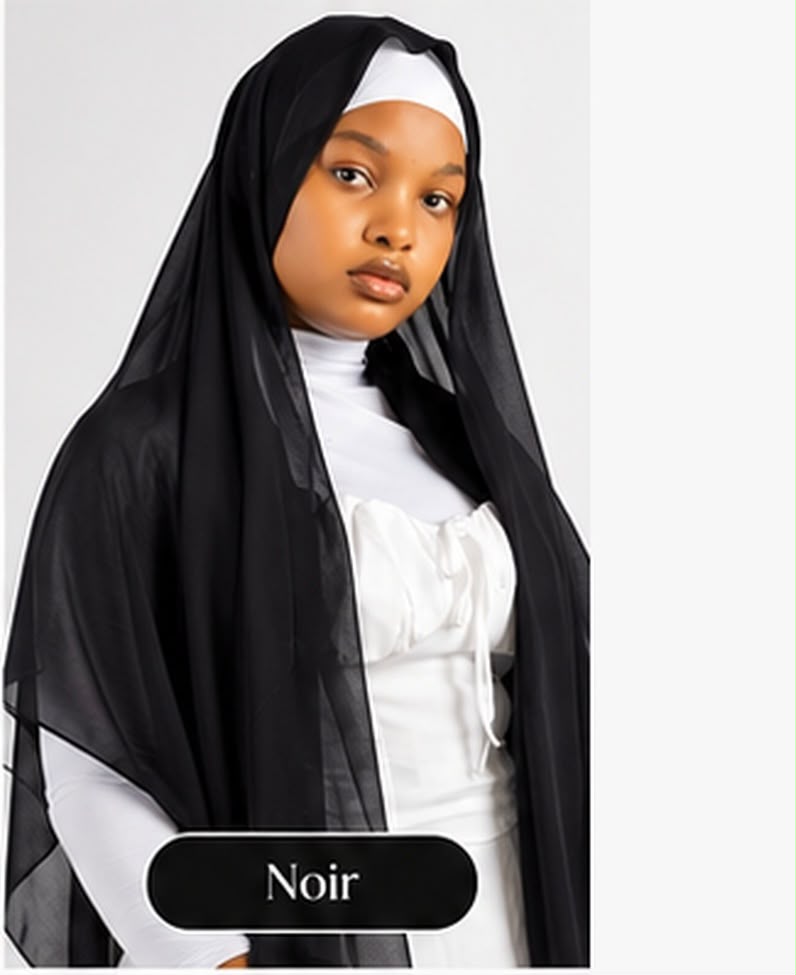 Hijab en mousseline Lunøør, noir