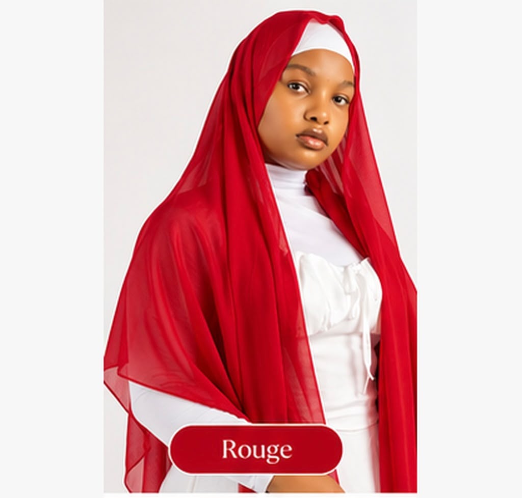 Hijab en mousseline Lunøør, rouge