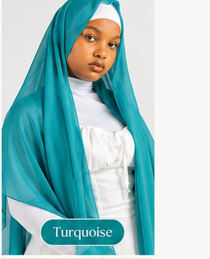 Hijab en mousseline Lunøør, turquoise