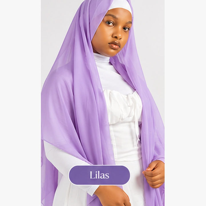 Hijab en mousseline Lunøør, lilas
