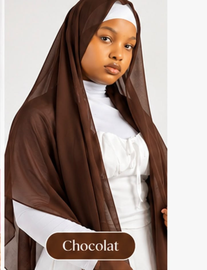 Hijab en mousseline Lunøør, chocolat