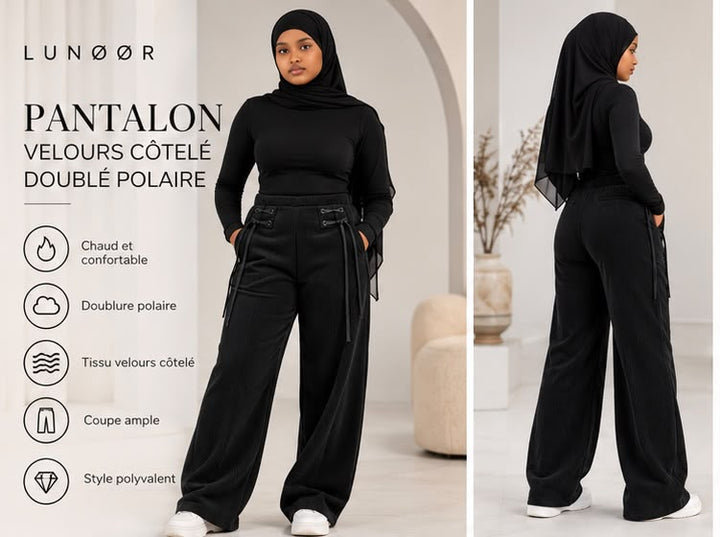 Pantalon en velours côtelé doublé polaire Lunøør, photo 13