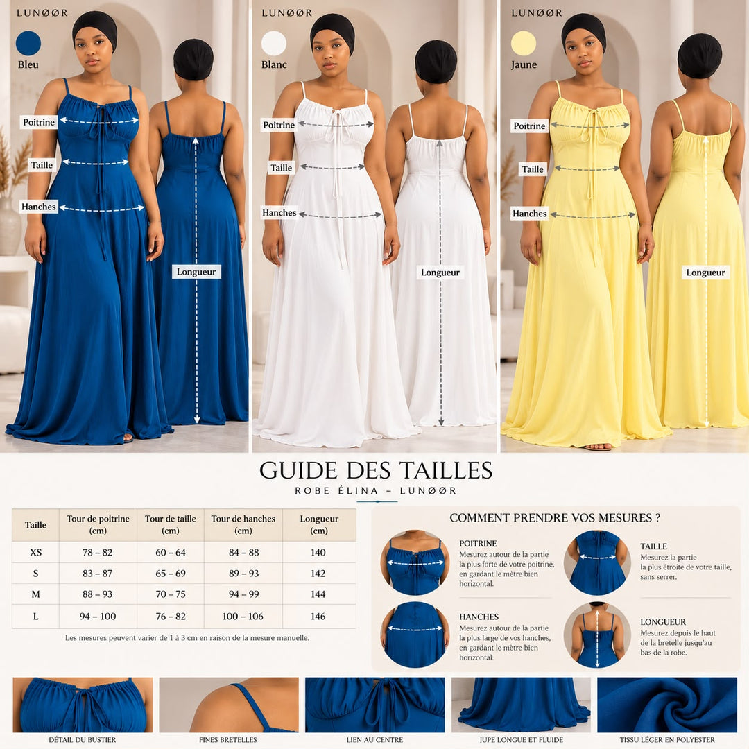 Robe longue Élina Lunøør, coloris bleu, blanc et jaune