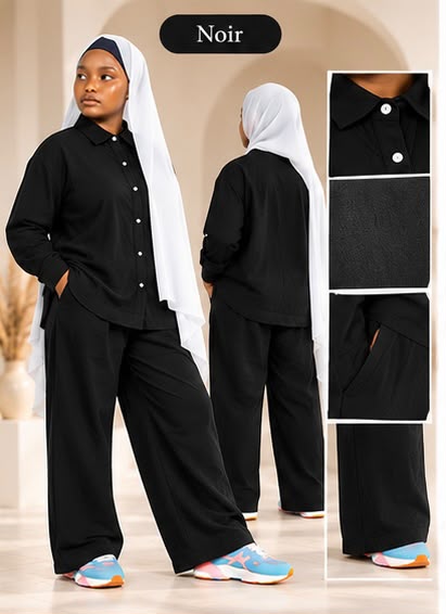 Ensemble Élan Lunøør, bouton sur la manche, coloris noir